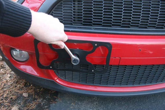 vw license plate holder through tow hook receptacle