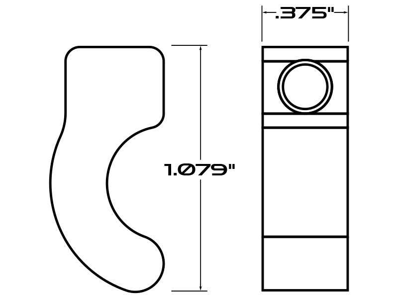 a drawing showing the dimensions of the hook