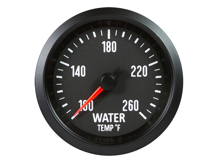 The Marshall Instruments Water Temp Gauge in black.