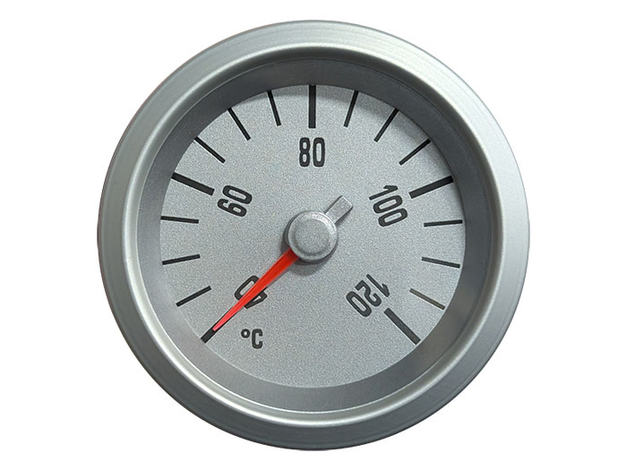 The Marshall Instruments Water Temp Gauge in silver (metric version).