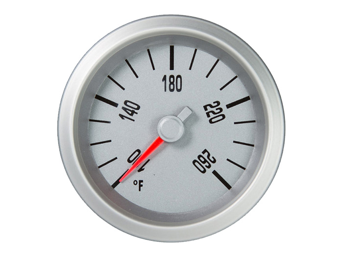 The Marshall Instruments Water Temp Gauge in silver.